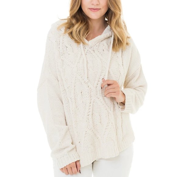 Woven Heart Sweaters - Woven Heart Cable Knit Sweater Ivory